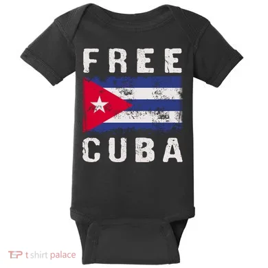 Free Cuba Distressed Flag Baby Bodysuit