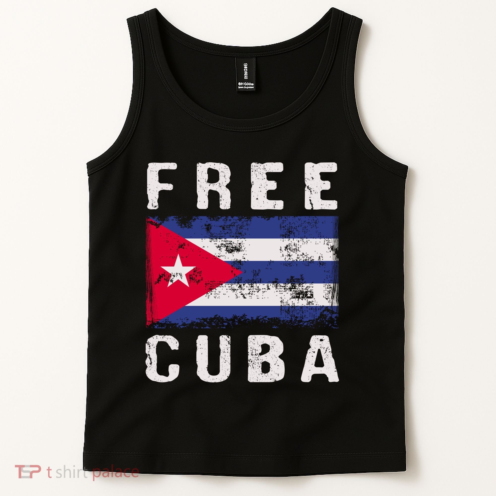 Free Cuba Distressed Flag Tank Top