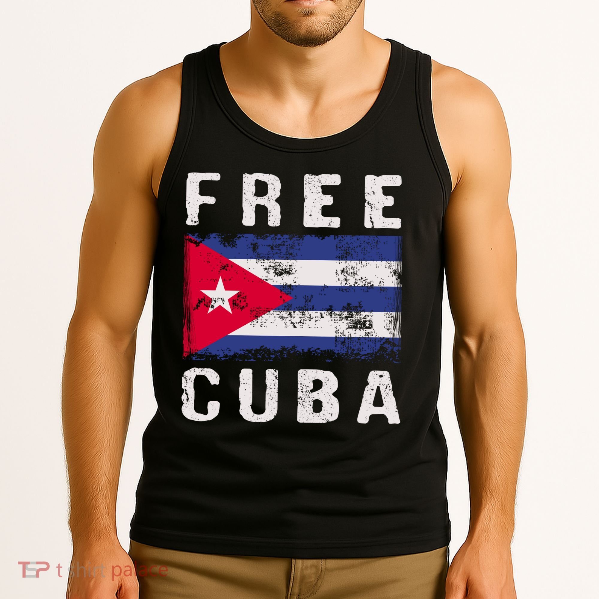 Free Cuba Distressed Flag Tank Top