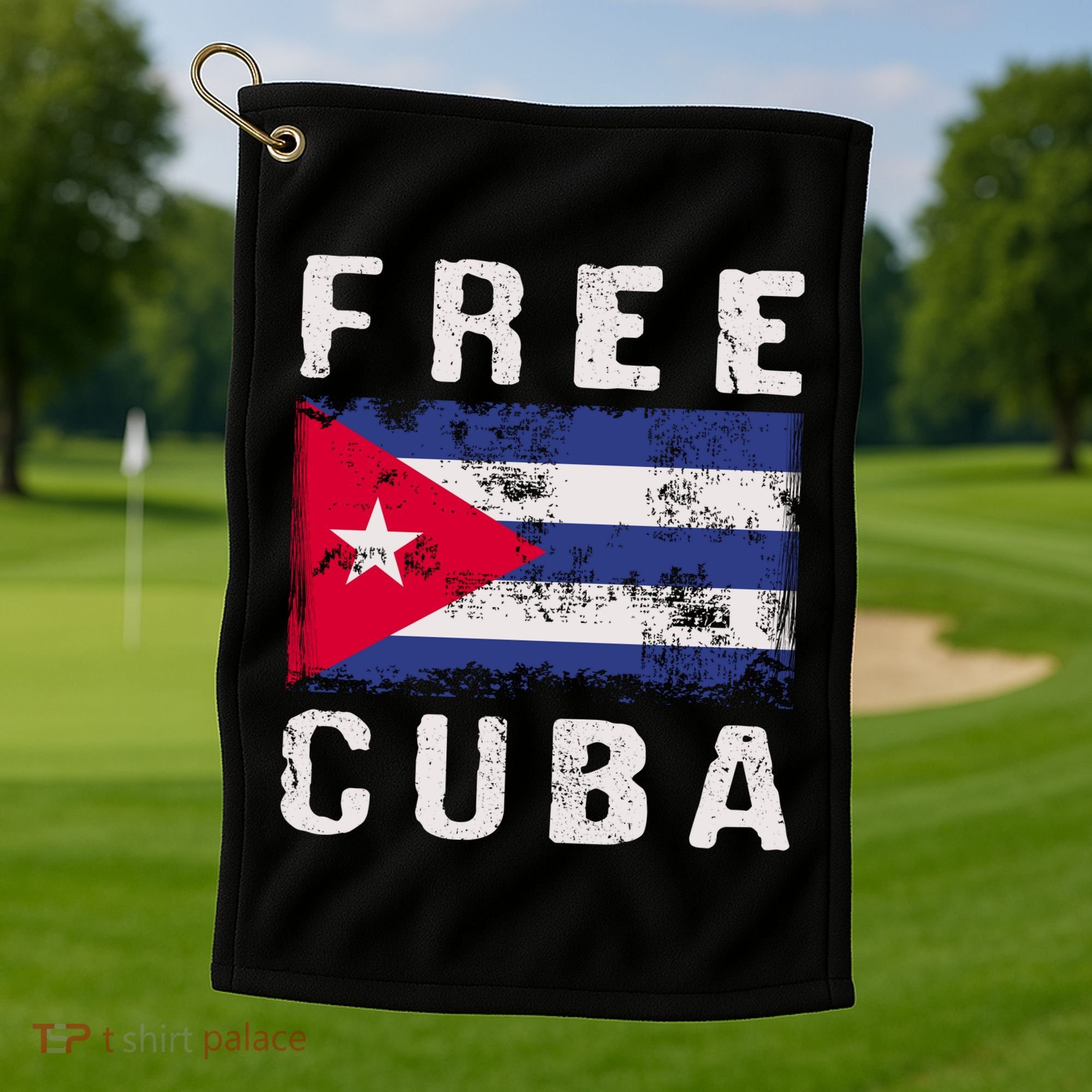 Free Cuba Distressed Flag Golf Towel