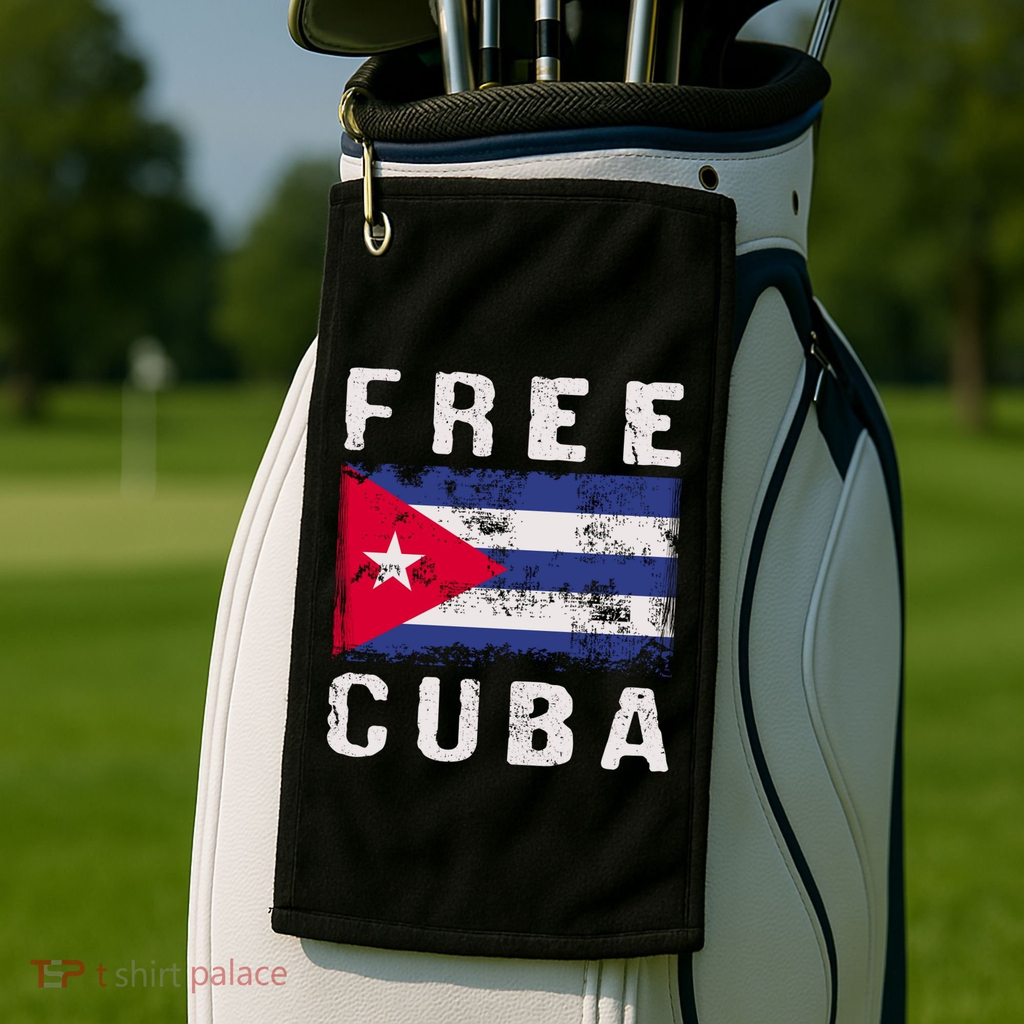 Free Cuba Distressed Flag Golf Towel