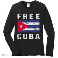 Free Cuba Distressed Flag Women's Long Sleeve Shirt thumb 0
