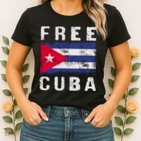 Free Cuba Distressed Flag Women's T-Shirt thumb 2