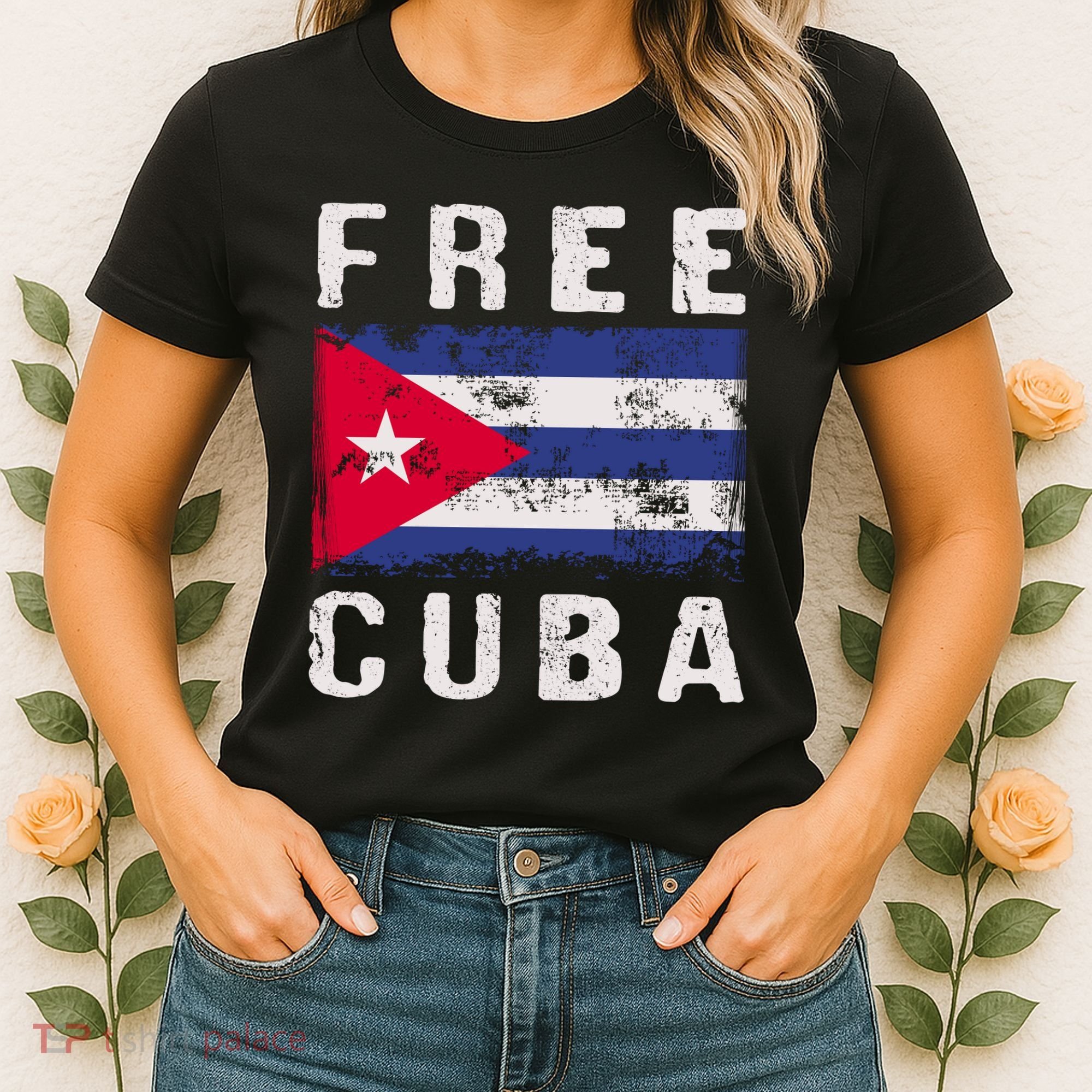 Free Cuba Distressed Flag Women's T-Shirt