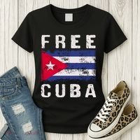 Free Cuba Distressed Flag Women's T-Shirt thumb 3