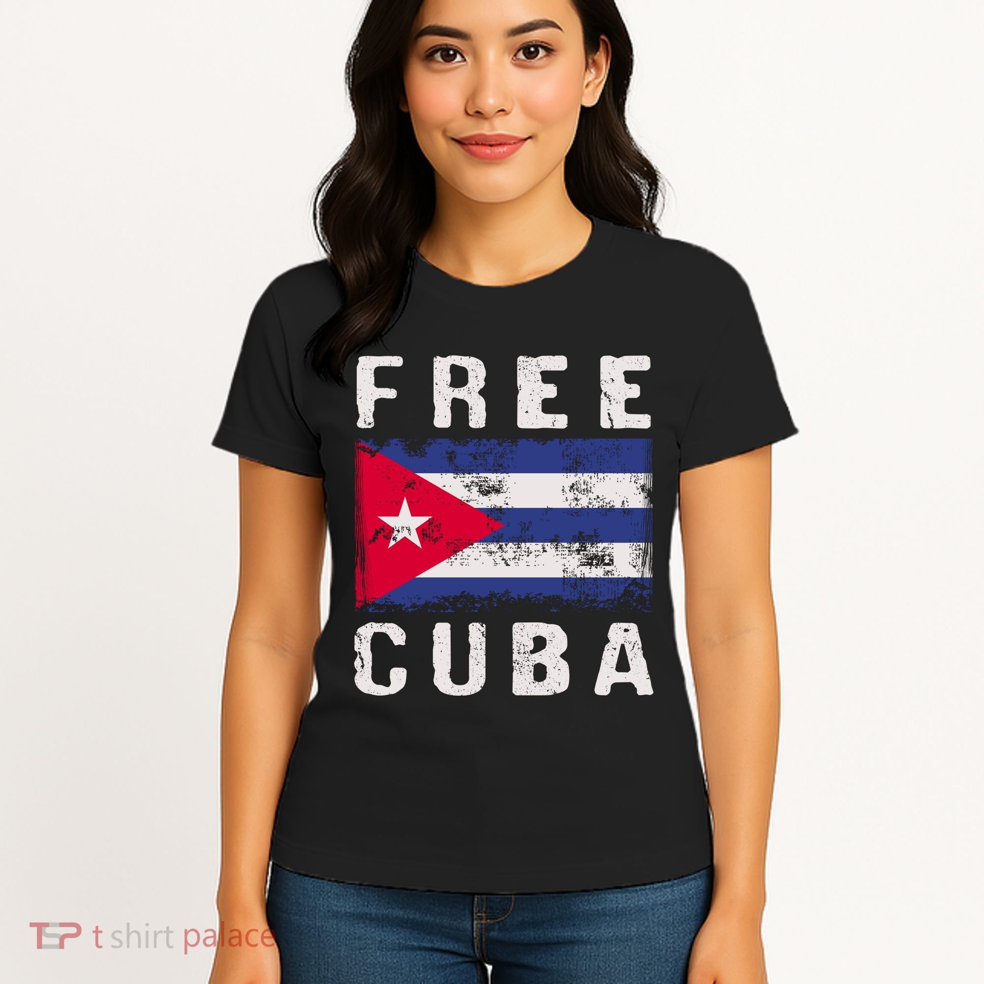 Free Cuba Distressed Flag Women's T-Shirt