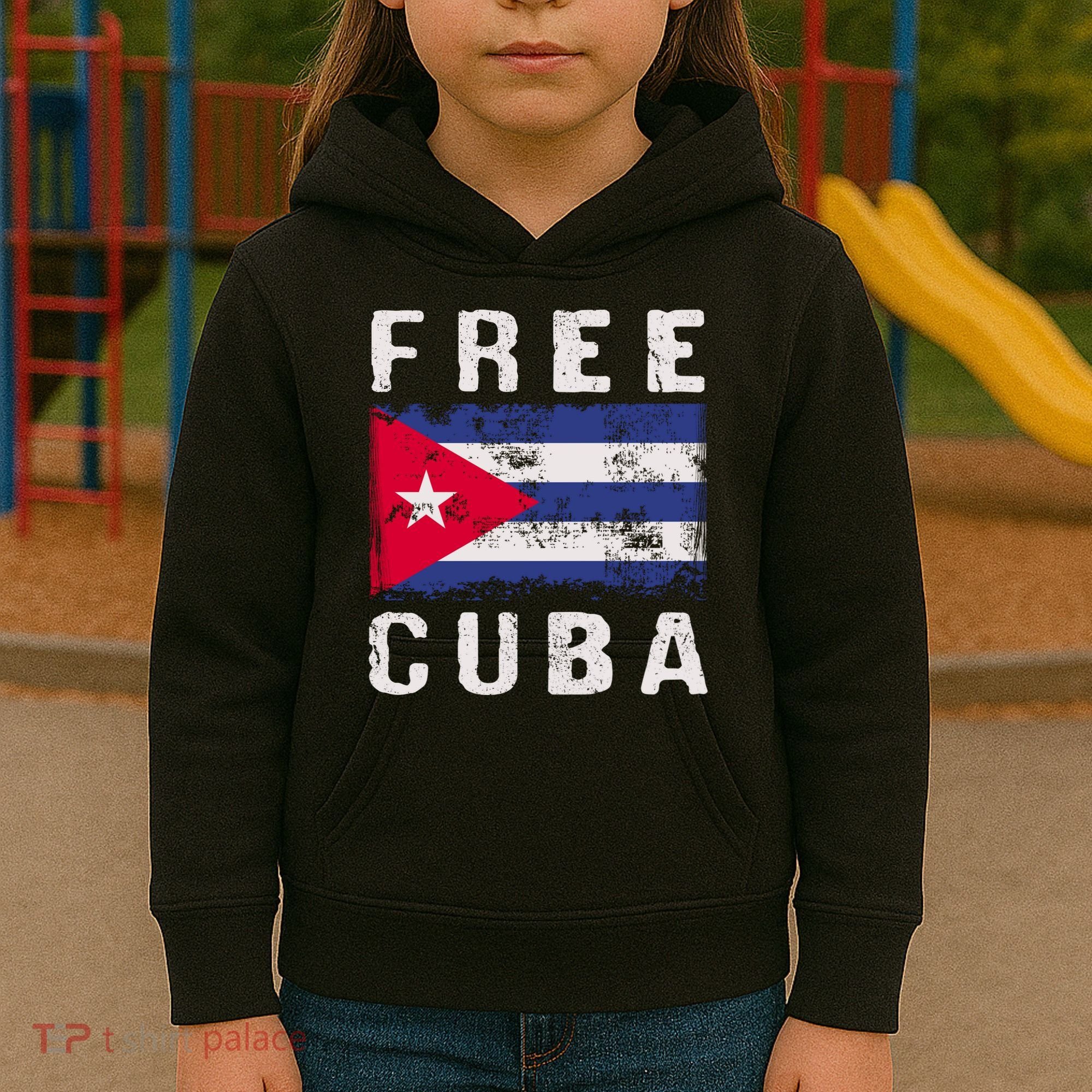 Free Cuba Distressed Flag Kids Hoodie