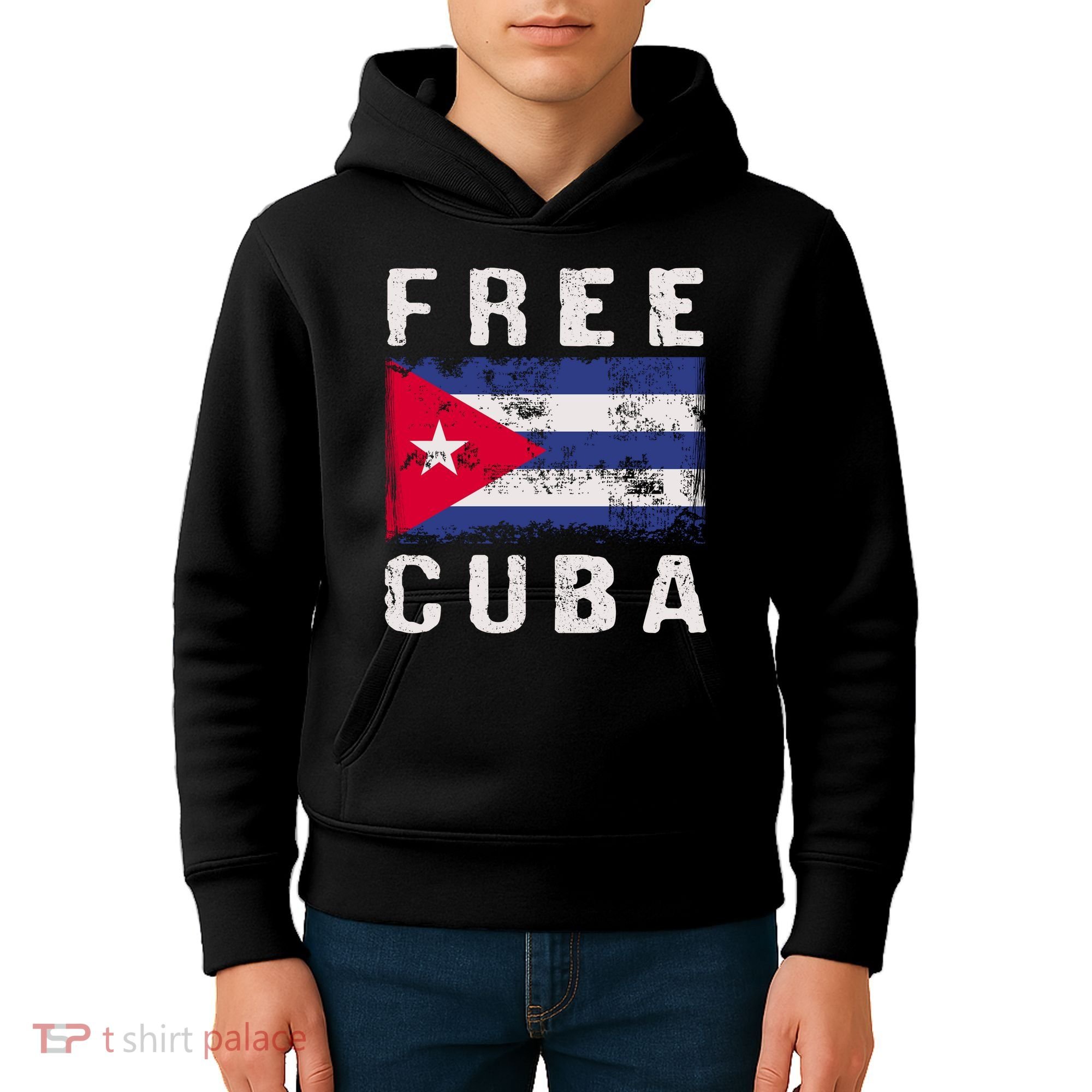 Free Cuba Distressed Flag Kids Hoodie