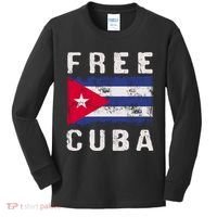 Free Cuba Distressed Flag Kids Long Sleeve Shirt thumb 0