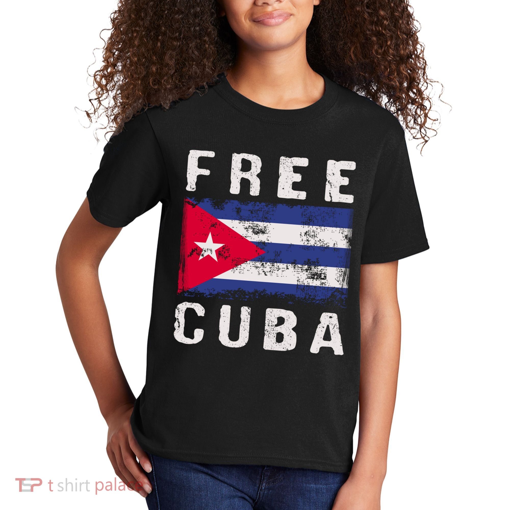 Free Cuba Distressed Flag Kids T-Shirt