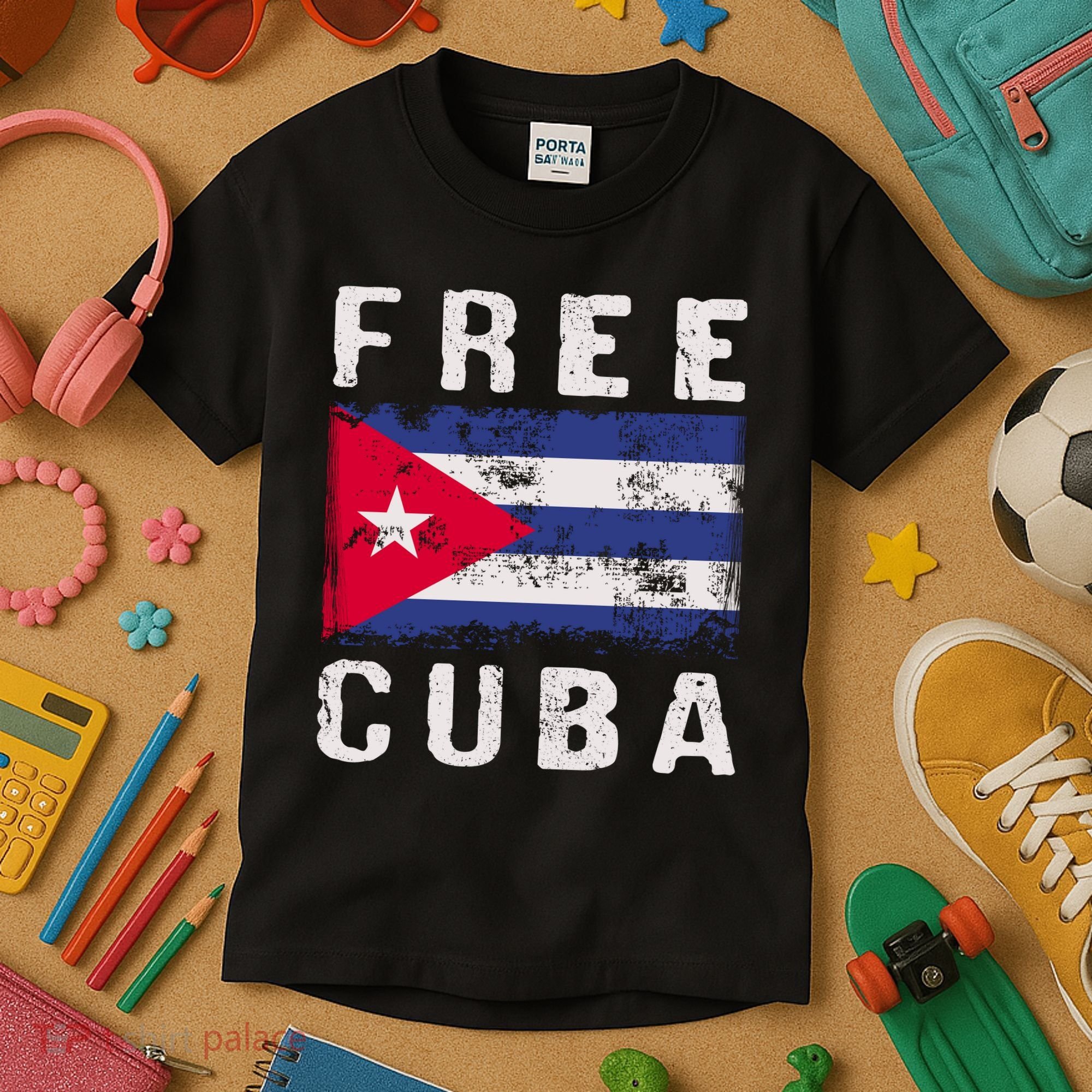 Free Cuba Distressed Flag Kids T-Shirt