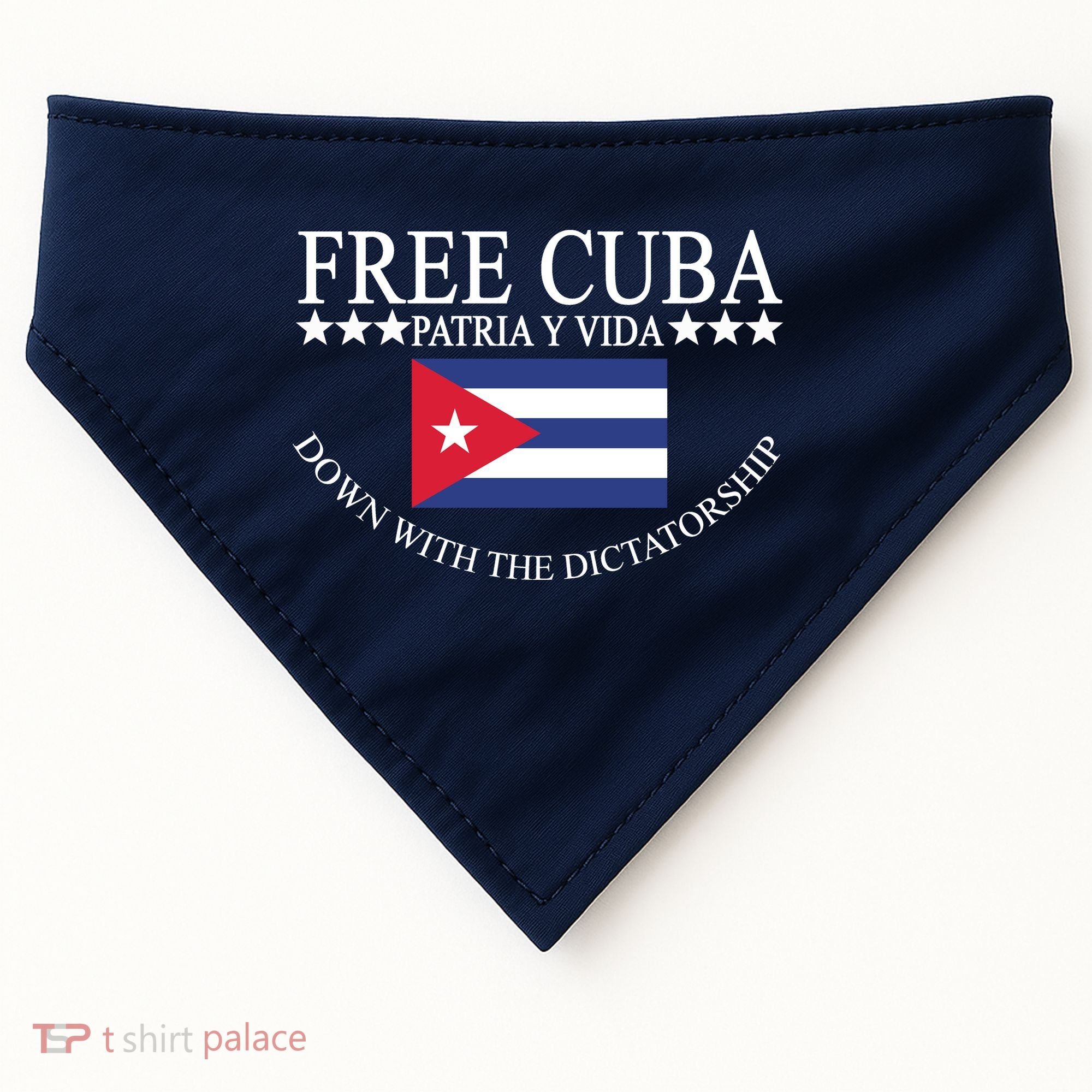 Free Cuba Down With The Dictatorship USA-Made Doggie Bandana