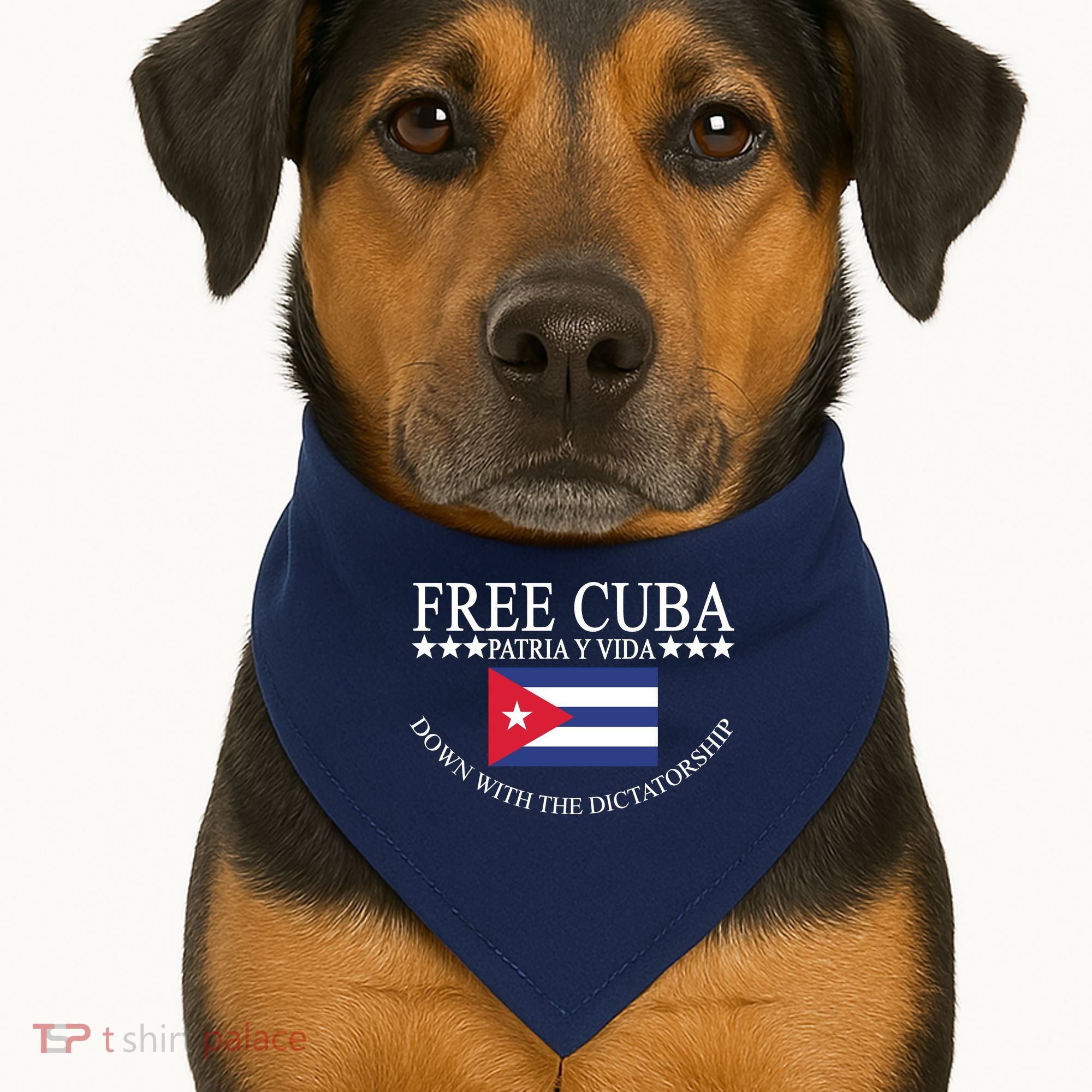 Free Cuba Down With The Dictatorship USA-Made Doggie Bandana