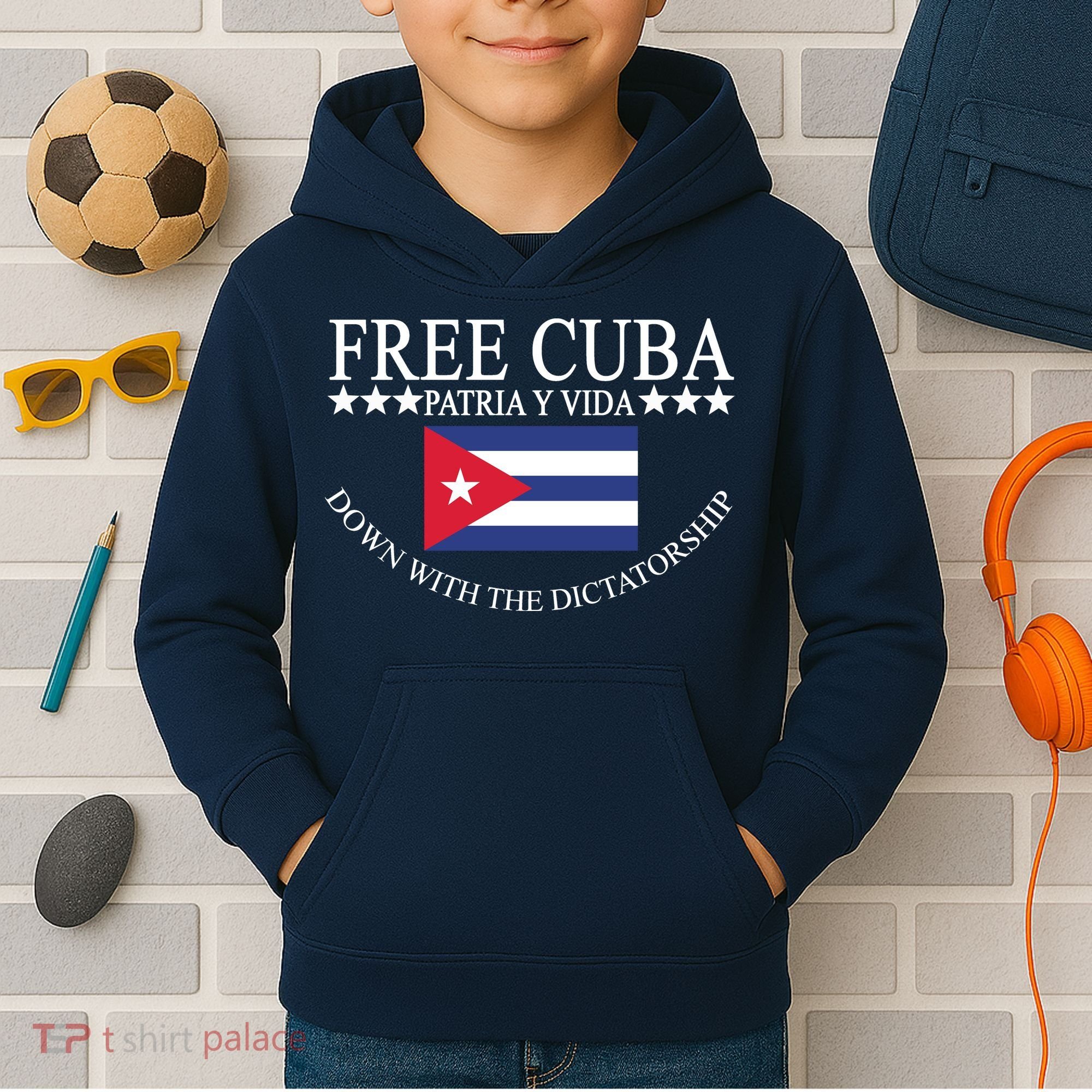 Free Cuba Down With The Dictatorship Kids Hoodie