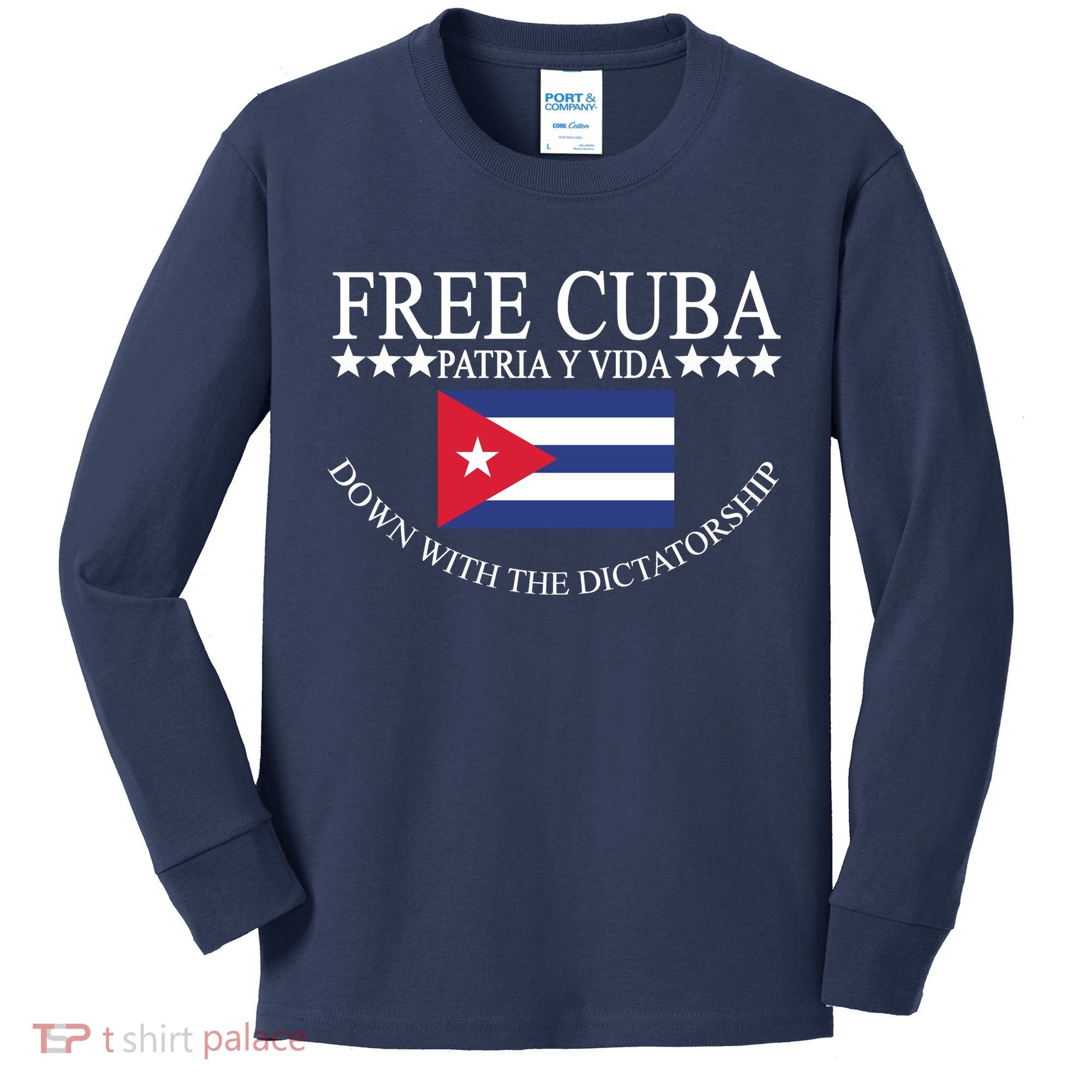 Free Cuba Down With The Dictatorship Kids Long Sleeve Shirt