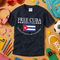 Free Cuba Down With The Dictatorship Kids T-Shirt thumb 3