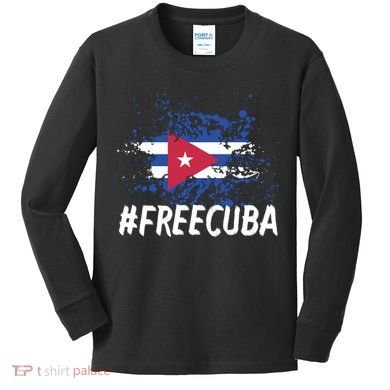 Free Cuba Flag Kids Long Sleeve Shirt