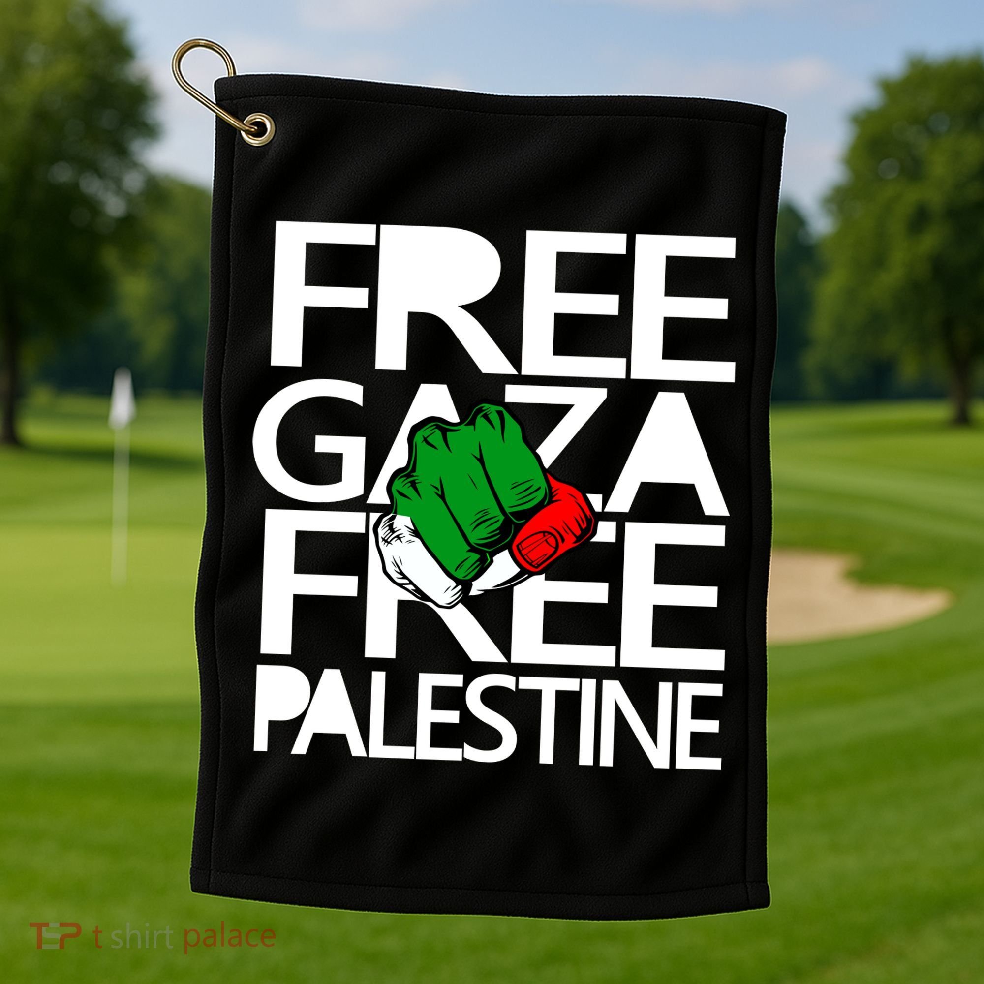 Free Gaza And Palestine Fist Golf Towel