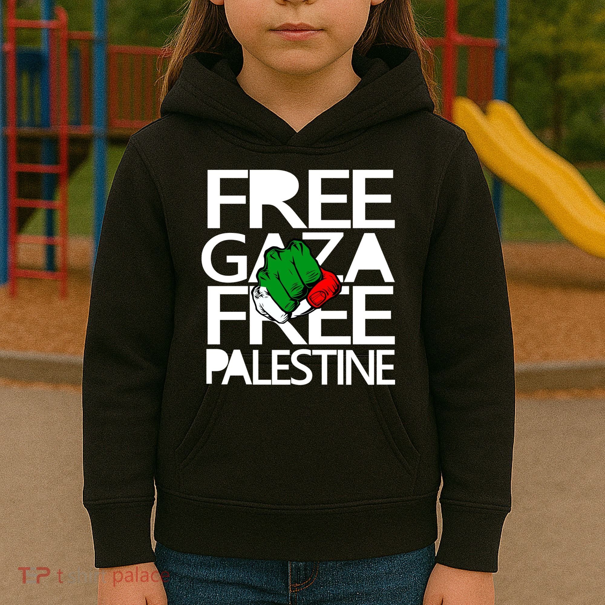 Free Gaza And Palestine Fist Kids Hoodie