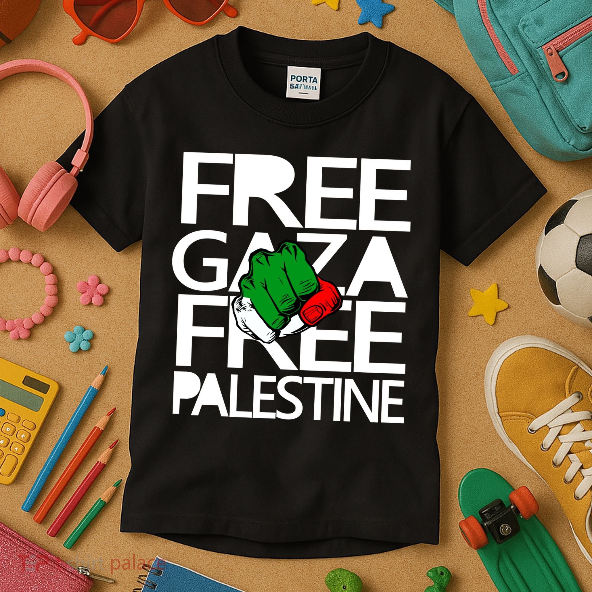 Free Gaza And Palestine Fist Kids T-Shirt