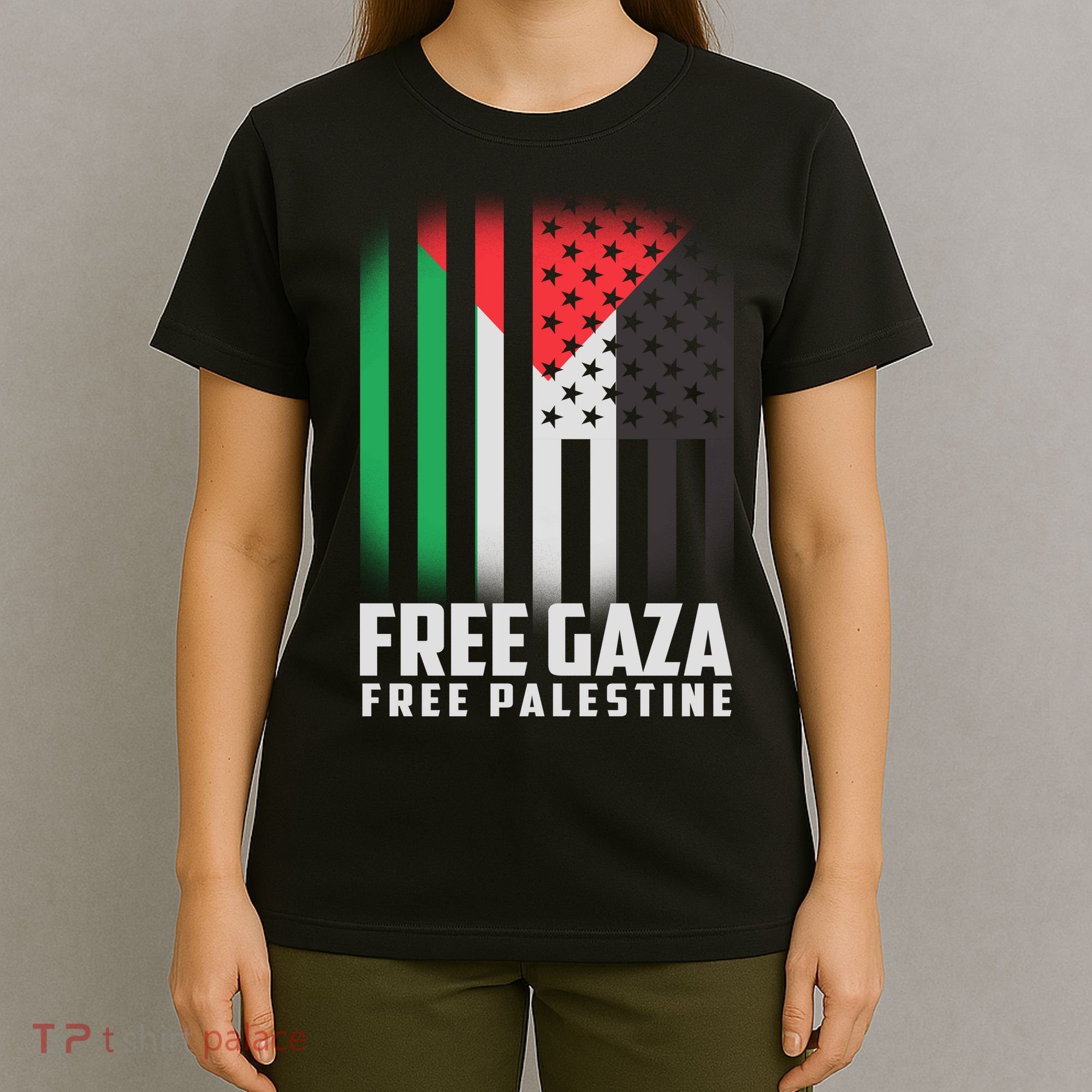 Free Gaza Free Palestine US Palestine Flag colors T-Shirt