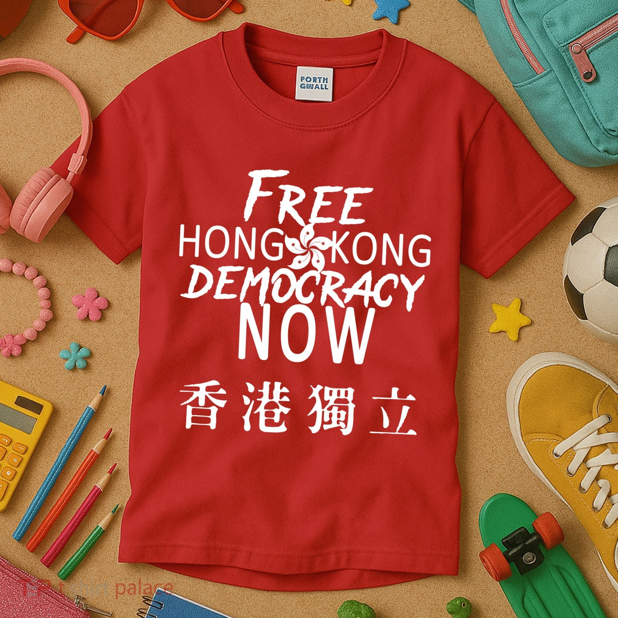 Free Hong Kong Democracy Now HK Independence Flag Kids T-Shirt