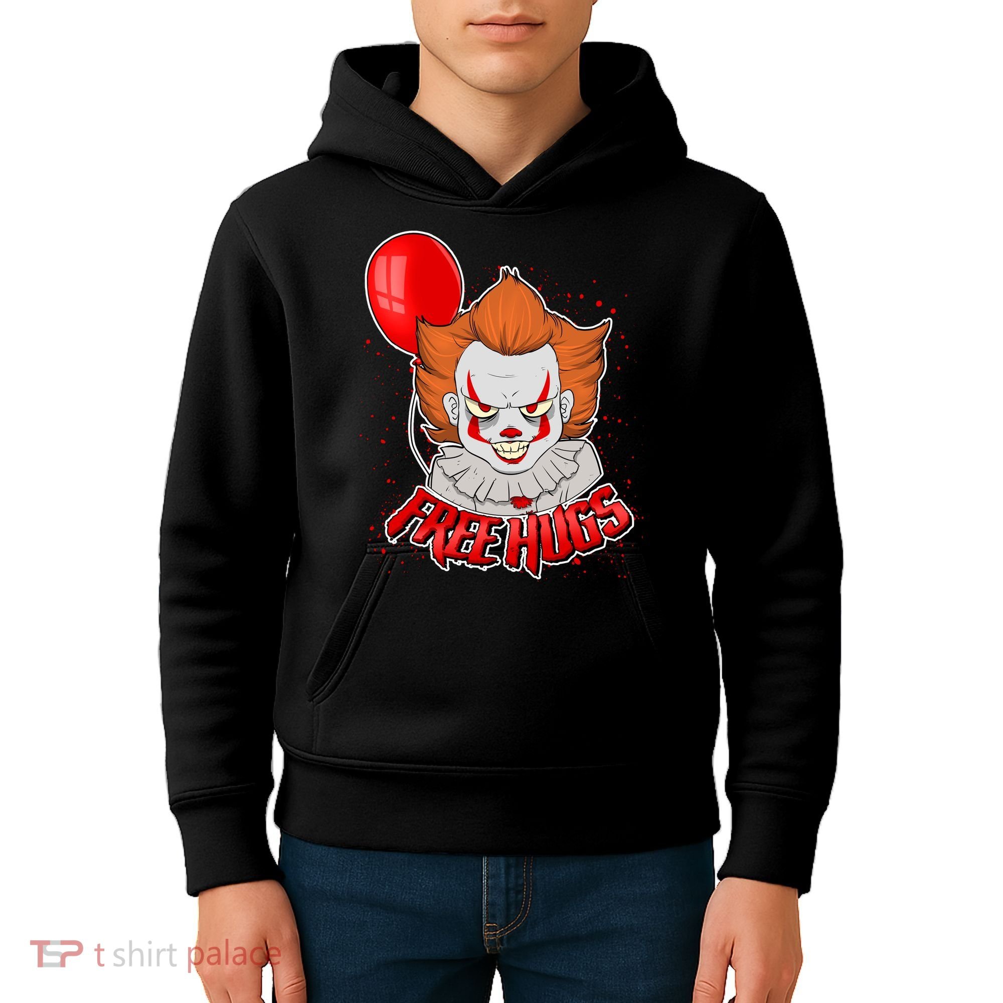 Free Hugs Scary Clown Funny Kids Hoodie