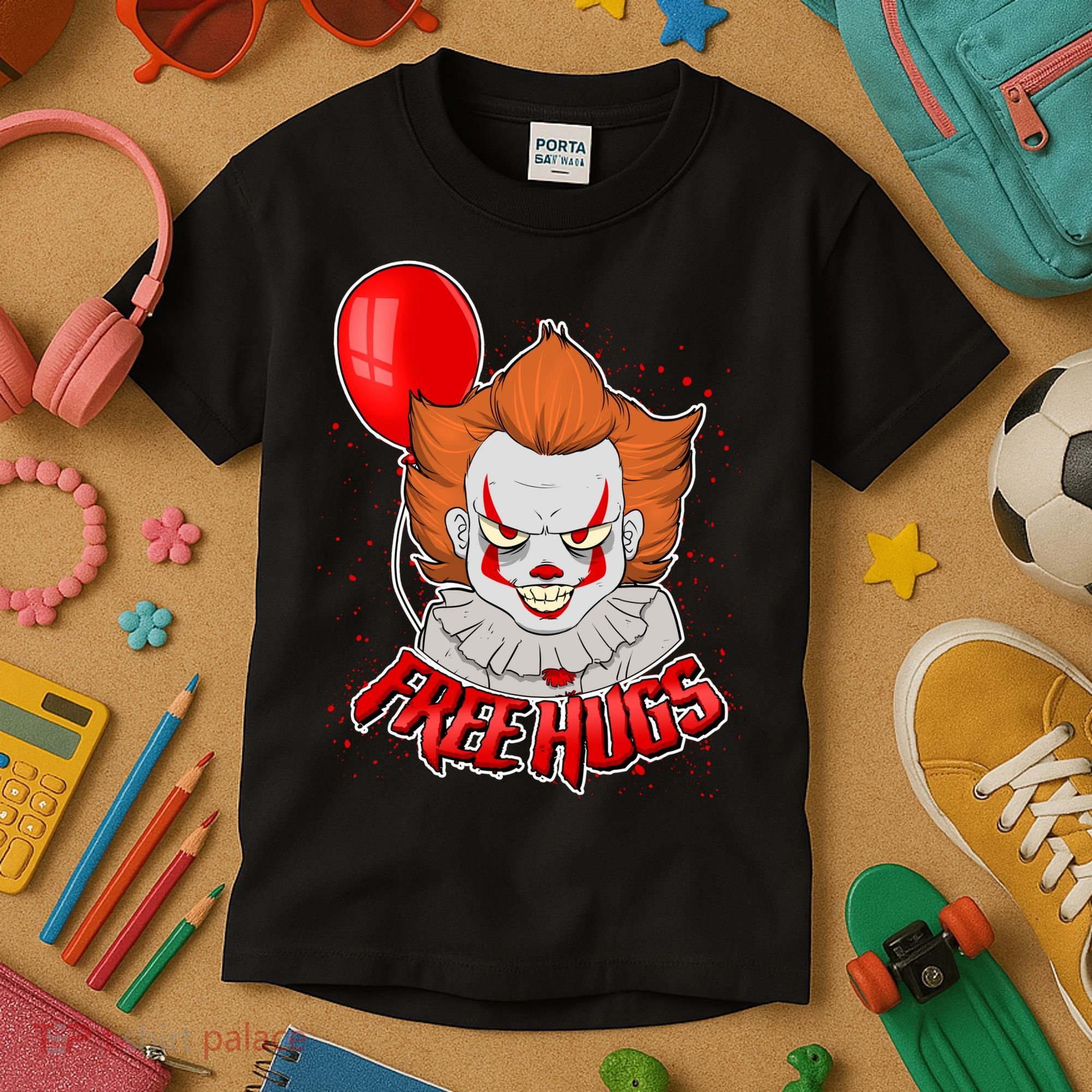 Free Hugs Scary Clown Funny Kids T-Shirt