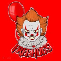 Free Hugs Scary Clown Funny Santa Hat thumb 1
