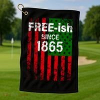 Free-ish Since 1865 Juneteenth Day Flag Black Pride Golf Towel thumb 1