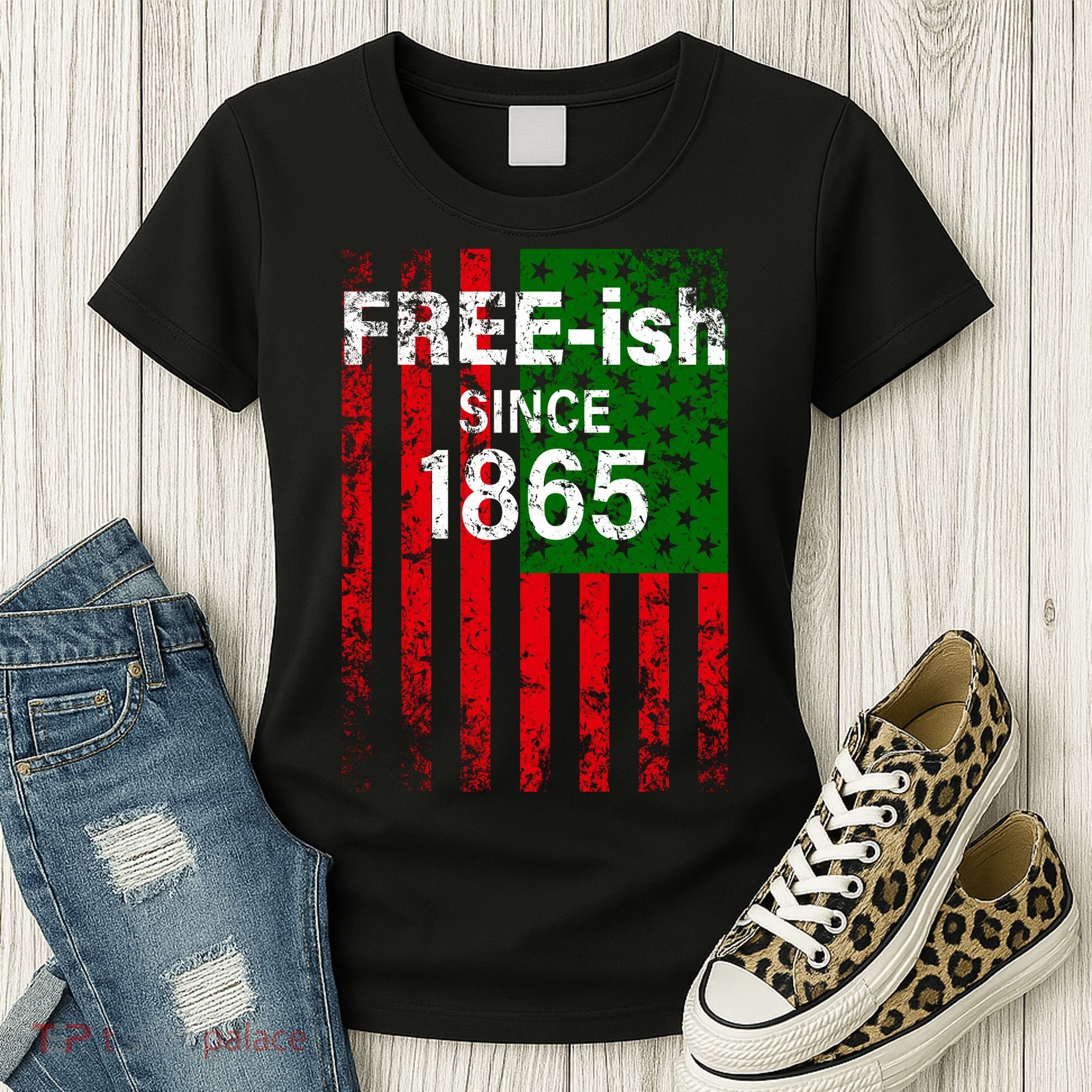 Free-ish Since 1865 Juneteenth Day Flag Black Pride Women's T-Shirt