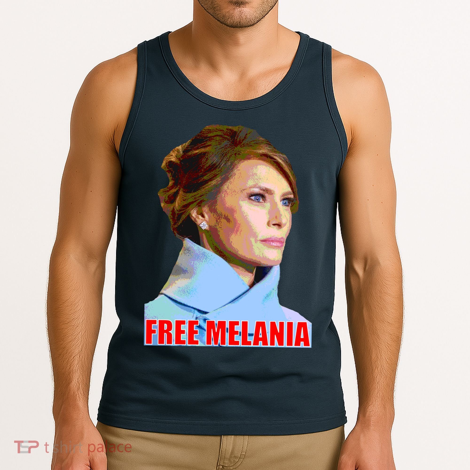 Free Melania Red Photo Tank Top