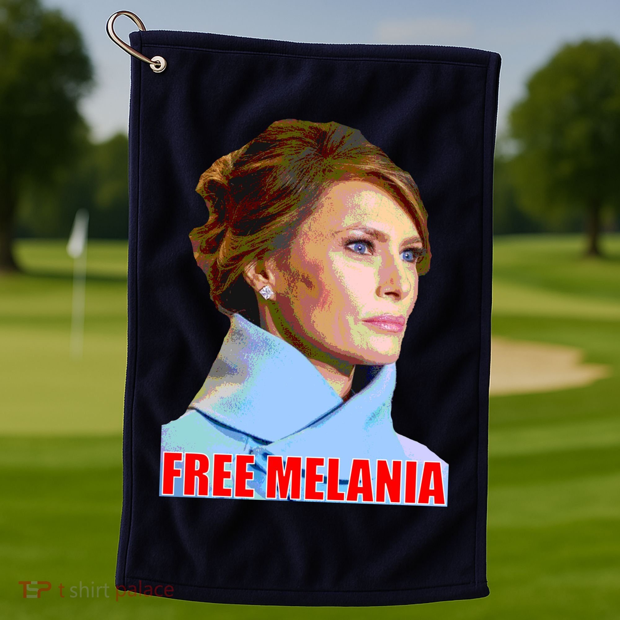 Free Melania Red Photo Golf Towel