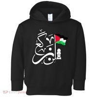 Free Palestine Arabic Calligraphy Palestinian Flag Toddler Hoodie thumb 0