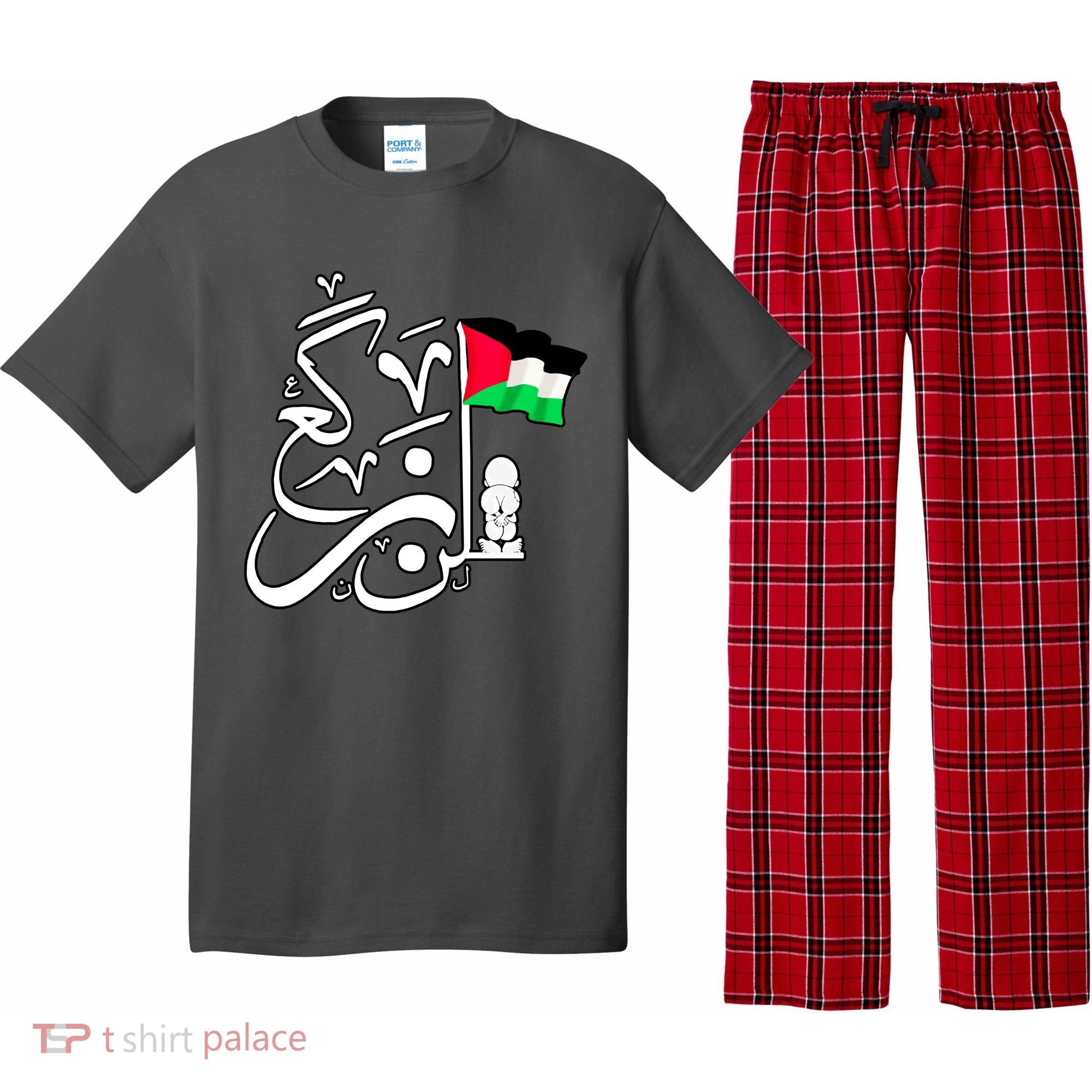 Free Palestine Arabic Calligraphy Palestinian Flag Pajama Set