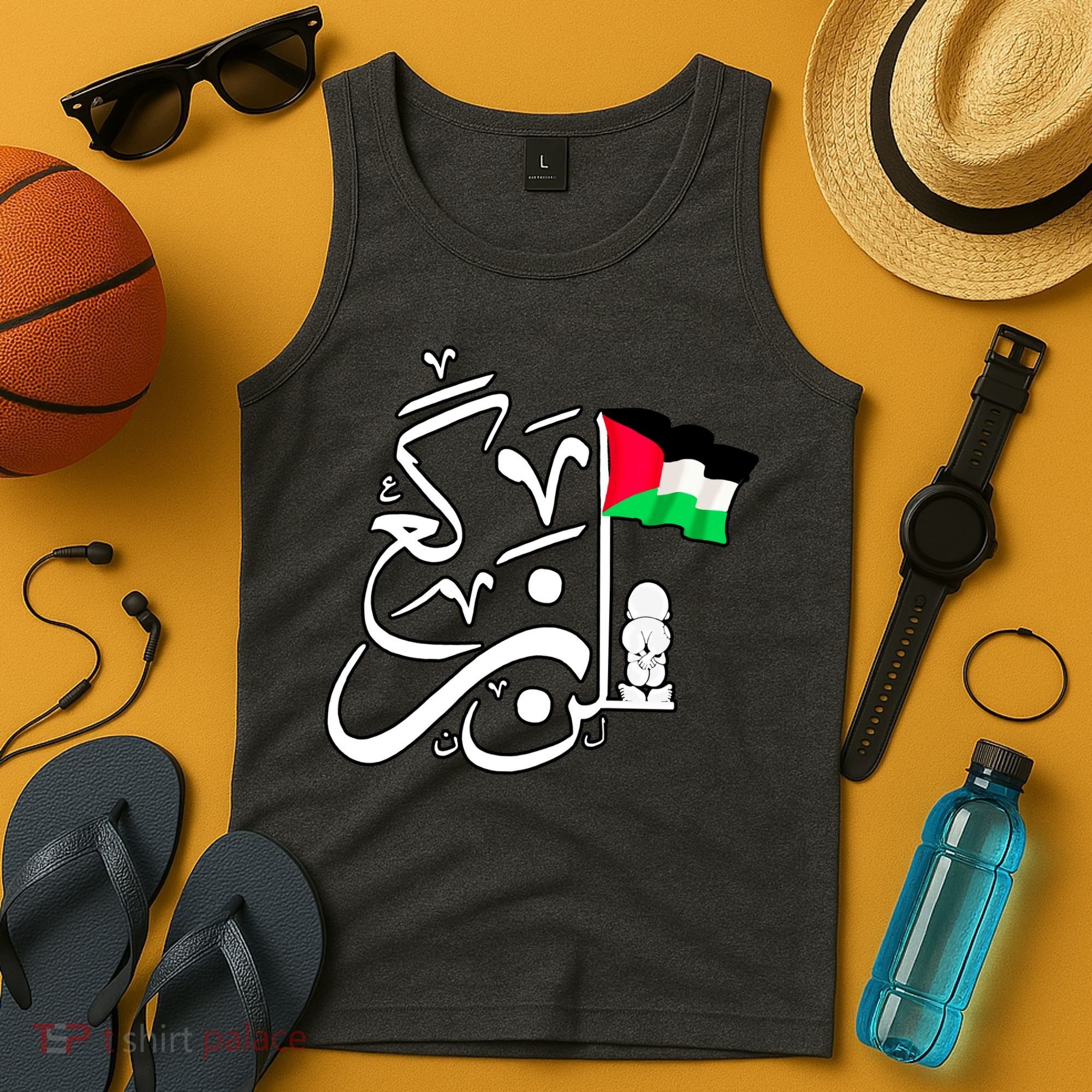 Free Palestine Arabic Calligraphy Palestinian Flag Tank Top