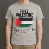 Free Palestine Arabic Distressed Painted Flag T-Shirt thumb 3