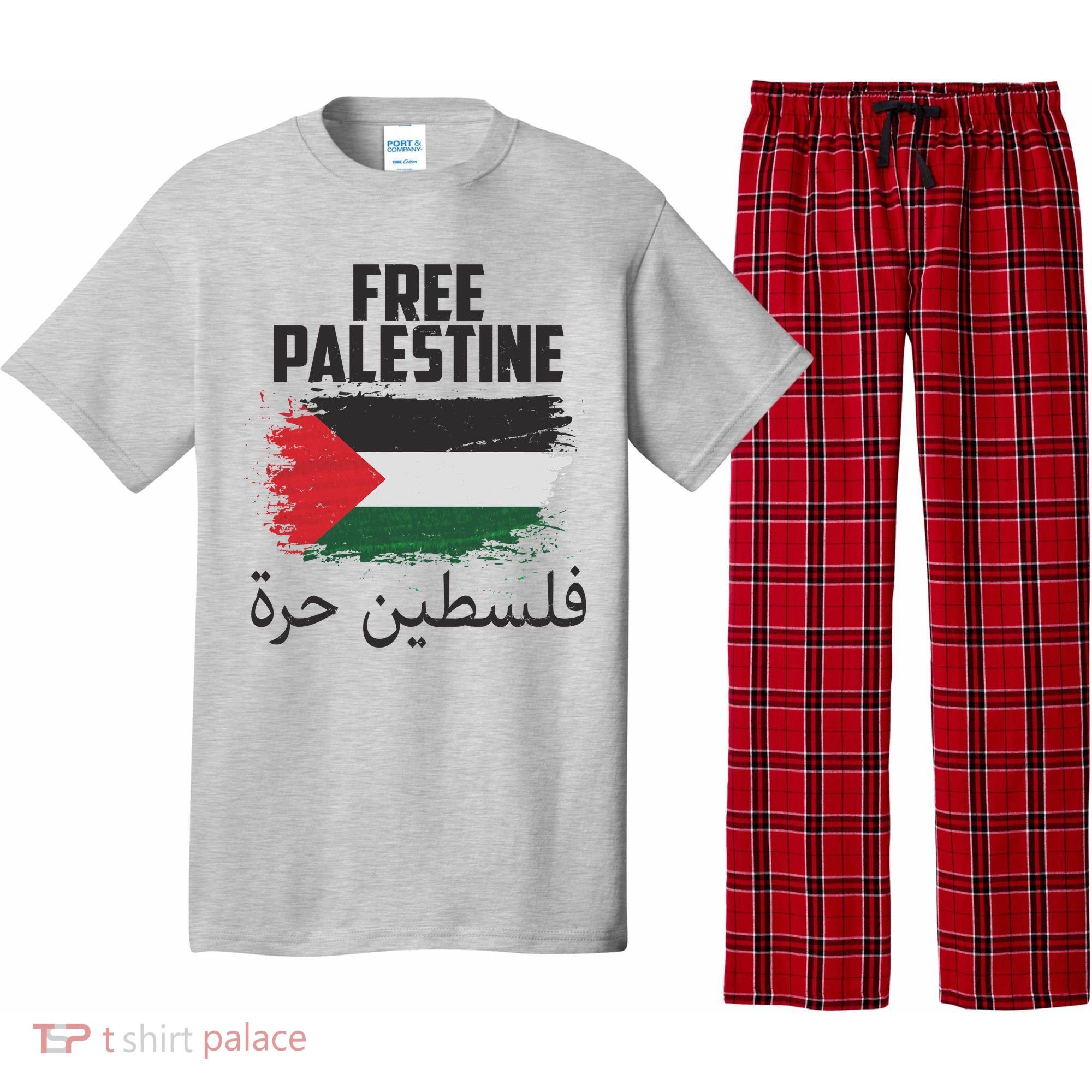 Free Palestine Arabic Distressed Painted Flag Pajama Set