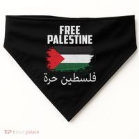 Free Palestine Arabic Distressed Painted Flag USA-Made Doggie Bandana thumb 0