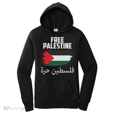 Free Palestine Arabic Distressed Painted Flag Women's Hoodie