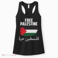 Free Palestine Arabic Distressed Painted Flag Women's Tank Top thumb 0