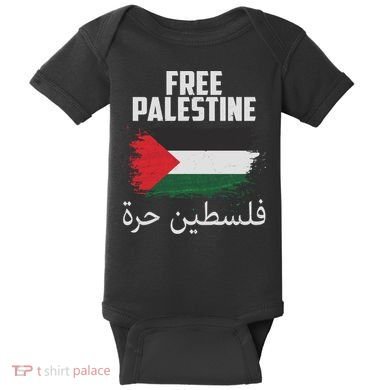Free Palestine Arabic Distressed Painted Flag Baby Bodysuit
