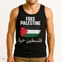 Free Palestine Arabic Distressed Painted Flag Tank Top thumb 3