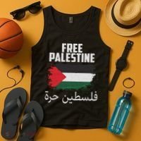 Free Palestine Arabic Distressed Painted Flag Tank Top thumb 4