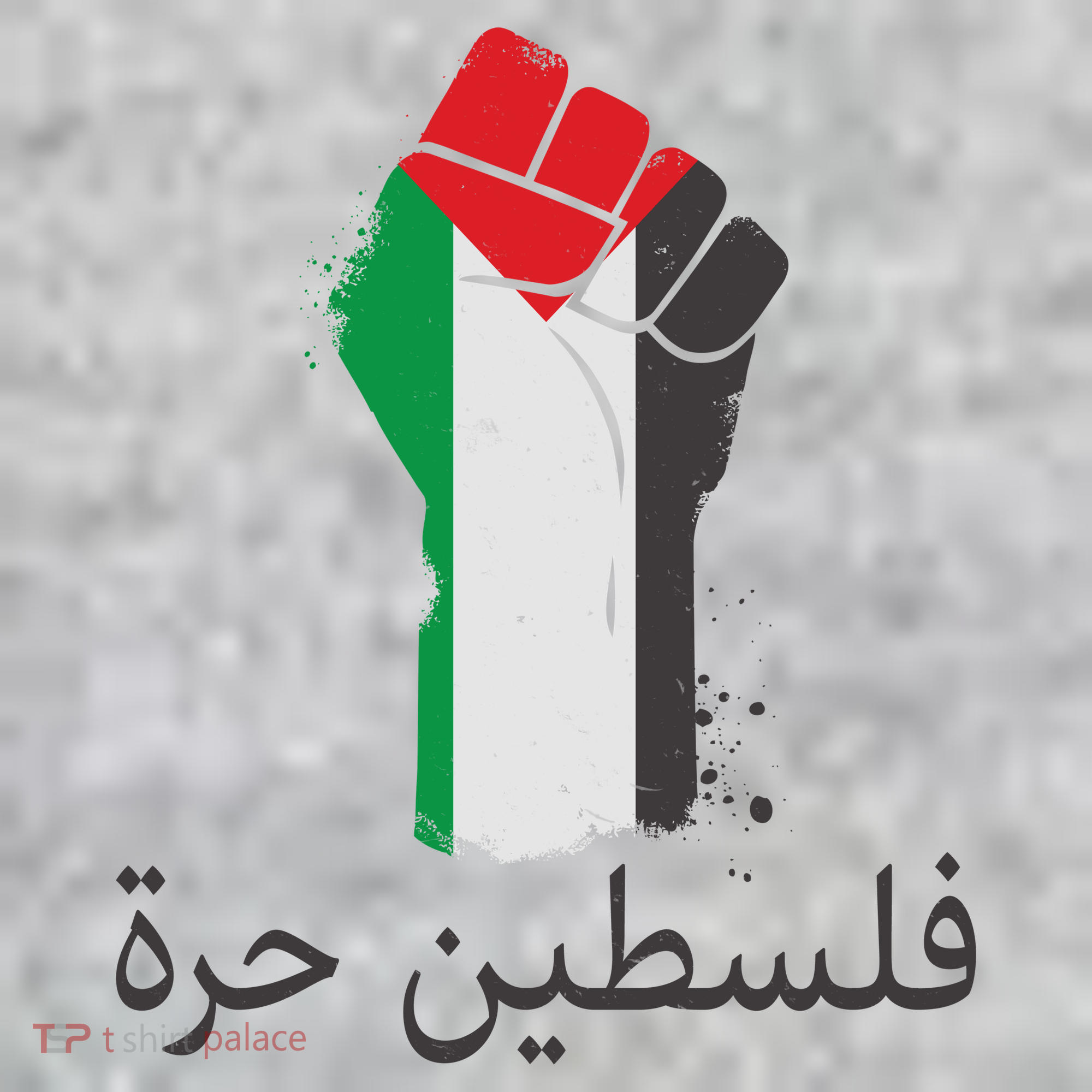 Free Palestine Arabic Protest Fist Flag Colors T-Shirt