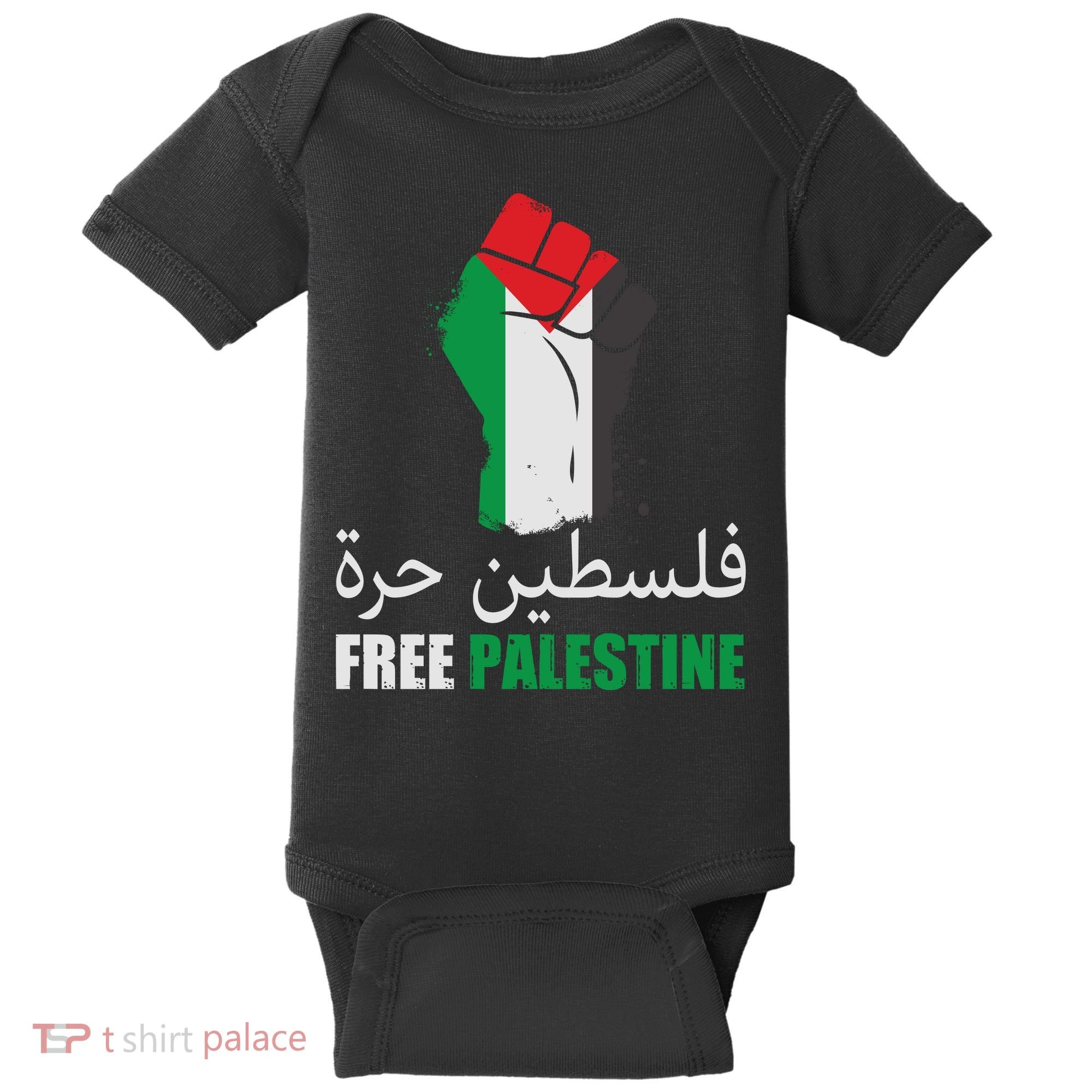 Free Palestine Arabic Support Palestine Gaza Jerusalem Baby Bodysuit