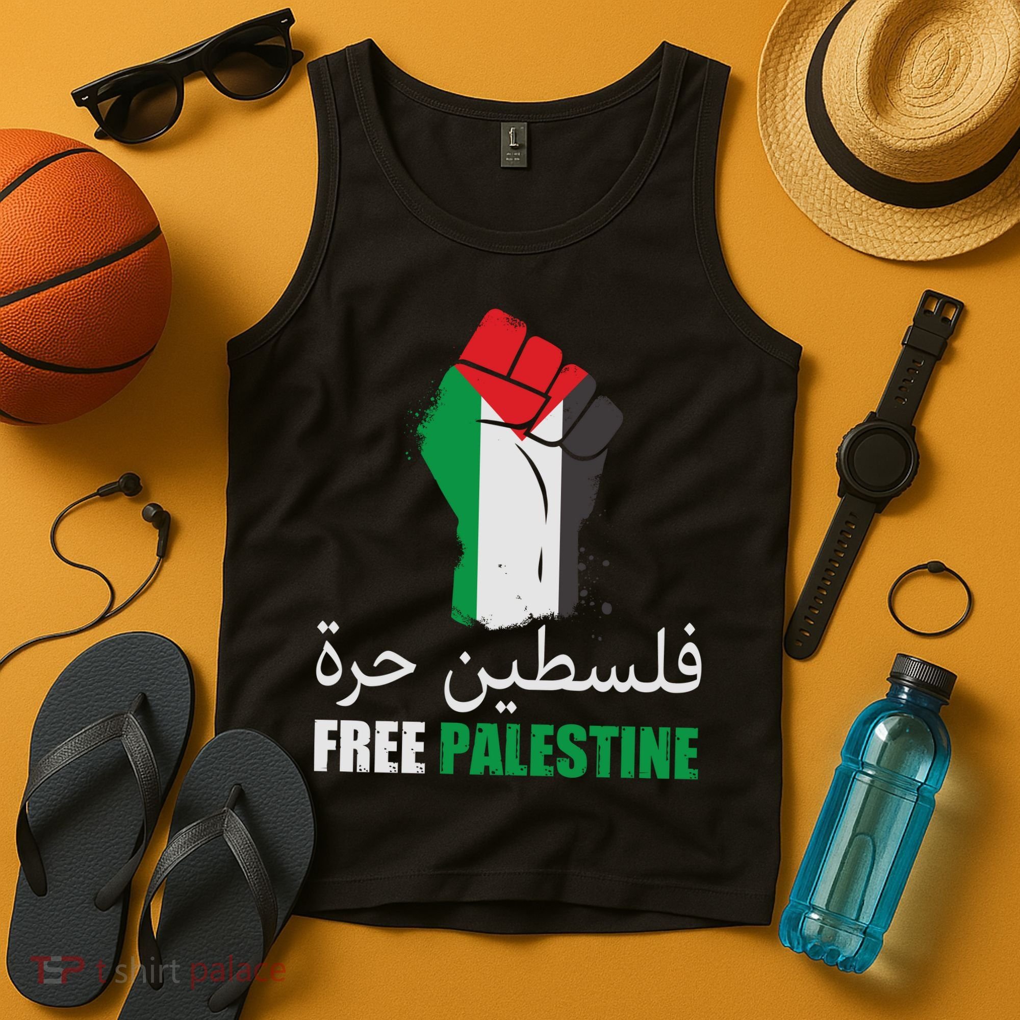 Free Palestine Arabic Support Palestine Gaza Jerusalem Tank Top