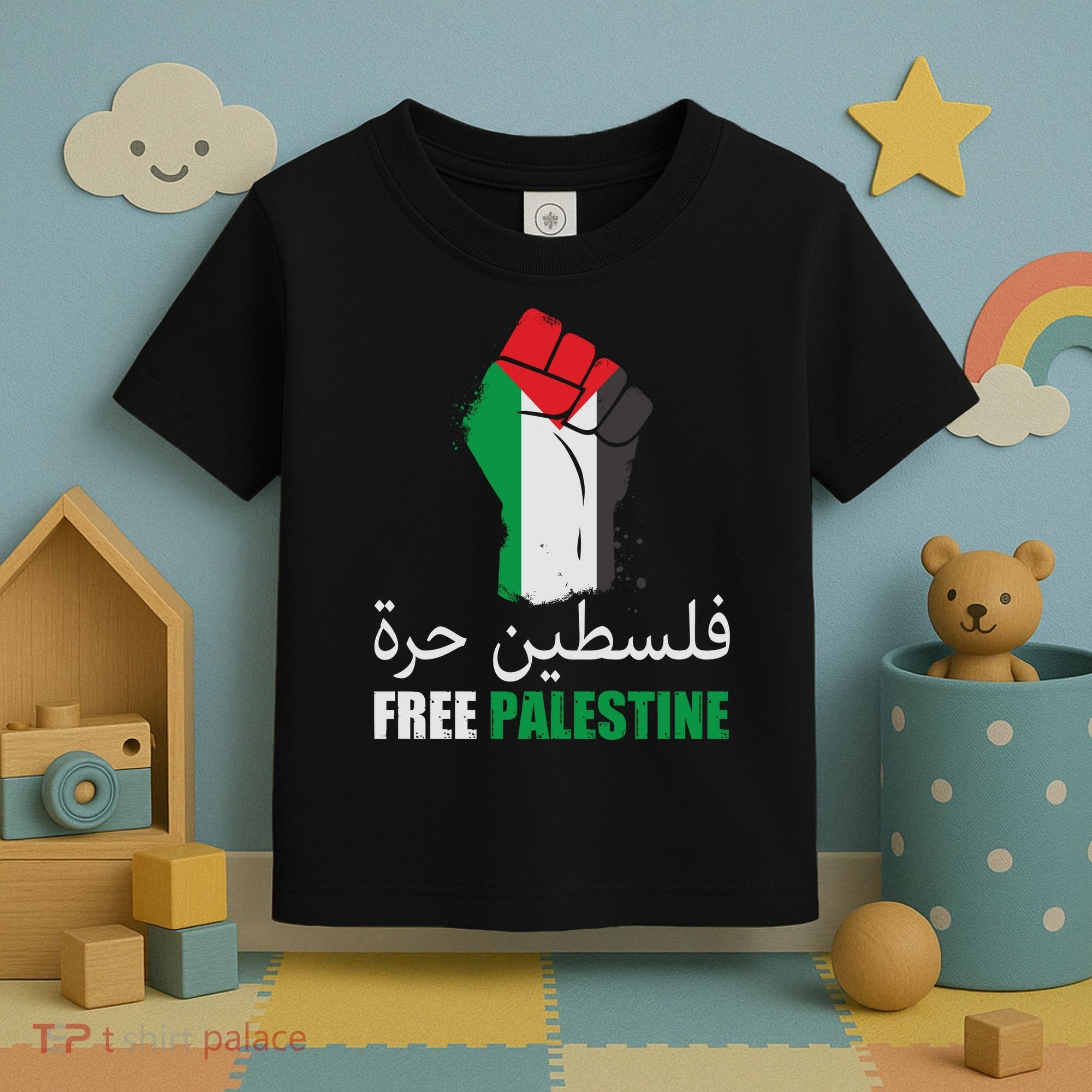 Free Palestine Arabic Support Palestine Gaza Jerusalem Toddler T-Shirt