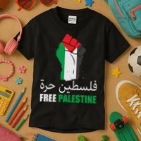 Free Palestine Arabic Support Palestine Gaza Jerusalem Kids T-Shirt thumb 3