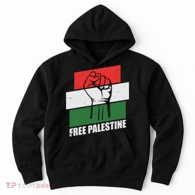 Free Palestine Flag Colors Blocks Protest Fist  Hoodie